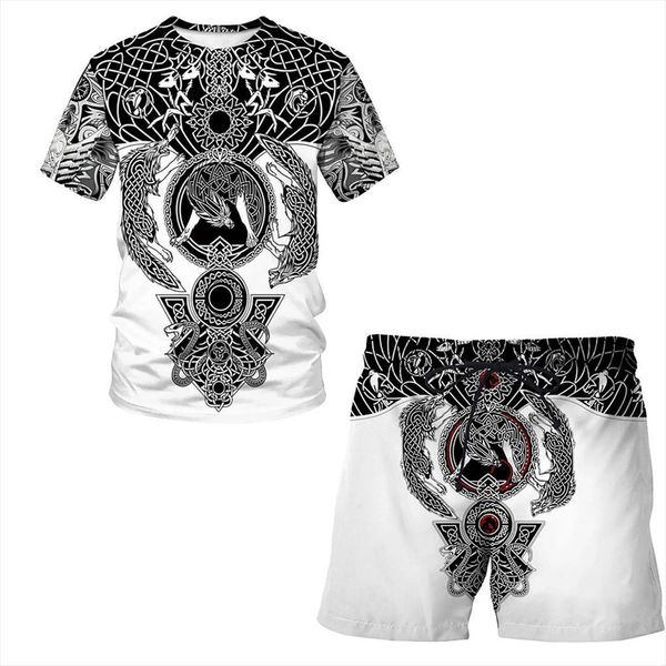 summer viking 3d symbol men tracksuit tattoo casual wear digital printing sportswear round neck loose short sleeved shorts, Gray
summer viking 3d symbol men tracksuit tattoo casual wear digital printing sportswear round neck loose short sleeved shorts, Gray