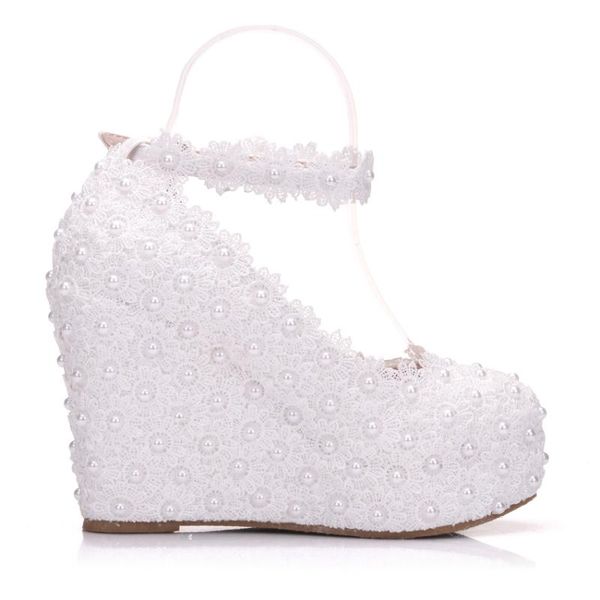 white wedges wedding pumps sweet flower lace pearl platform pump shoes bride dress high heels, Black
white wedges wedding pumps sweet flower lace pearl platform pump shoes bride dress high heels, Black