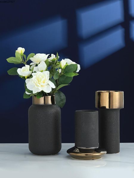 vases european ceramic golden vase creative black dried flower arrangement container living room table ornaments home deco
vases european ceramic golden vase creative black dried flower arrangement container living room table ornaments home deco
