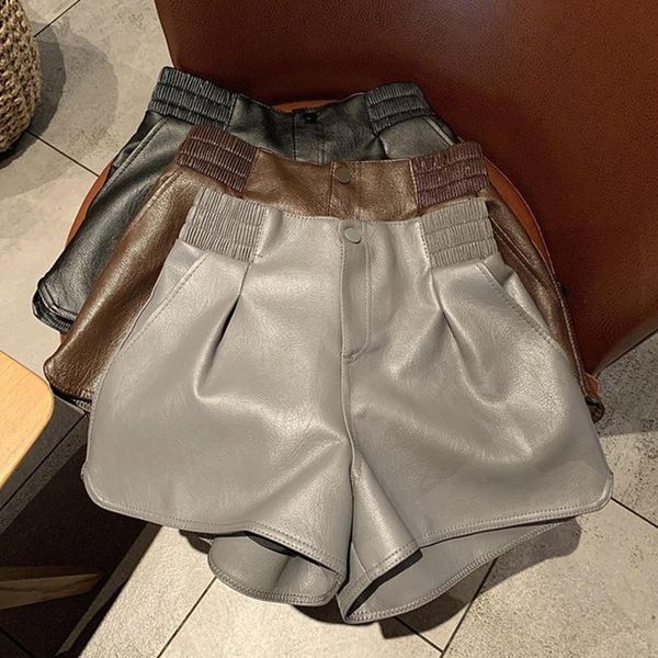 women's shorts vintage pu leather women casual solid high waist feminino loose wide leg black ropa mujer q5090, White;black
women's shorts vintage pu leather women casual solid high waist feminino loose wide leg black ropa mujer q5090, White;black