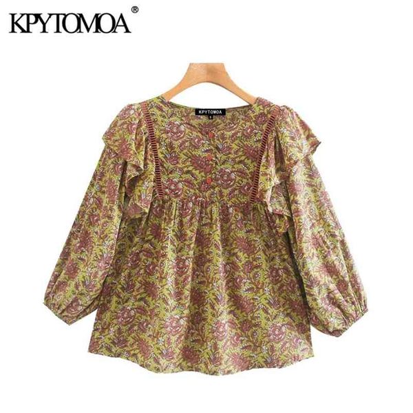 women fashion floral print ruffled blouses o neck pull sleeve female shirts blusas chic 210420, Black;white 
women fashion floral print ruffled blouses o neck pull sleeve female shirts blusas chic 210420, Black;white