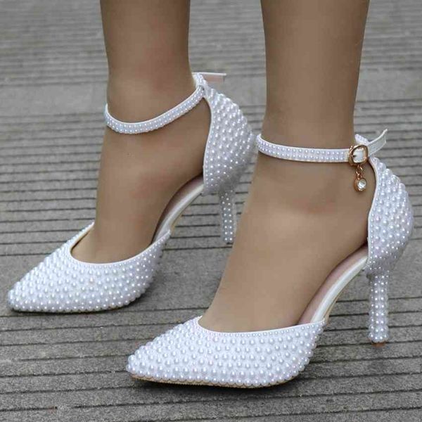 dress shoes pointed toe white pearl wedding thin heels bridal high female party ankle strap sandals jg2b, Black
dress shoes pointed toe white pearl wedding thin heels bridal high female party ankle strap sandals jg2b, Black