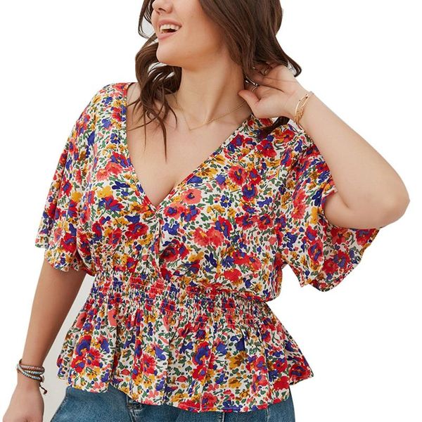 women's blouses & shirts large size printed slim shirt summer short sleeve v neck women casual oversized female korean sweety blouse, White
women's blouses & shirts large size printed slim shirt summer short sleeve v neck women casual oversized female korean sweety blouse, White