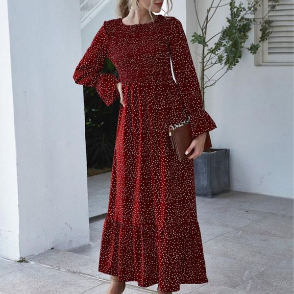 casual dresses autumn vintage red dress women's polka dot ruffle long-sleeved loose personality elegant pleated maxi, Black;gray
casual dresses autumn vintage red dress women's polka dot ruffle long-sleeved loose personality elegant pleated maxi, Black;gray