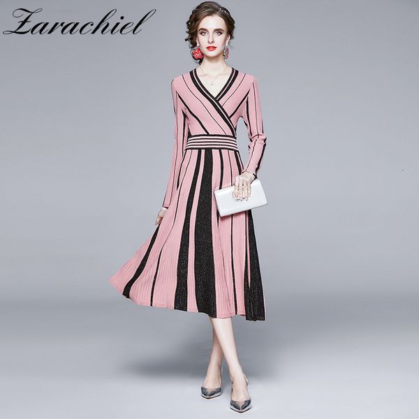 dresses fashion autumn sparkling sweater women long sleeve v-neck striped pullover knitted female pleated mid-calf vestidos, Black;gray
dresses fashion autumn sparkling sweater women long sleeve v-neck striped pullover knitted female pleated mid-calf vestidos, Black;gray