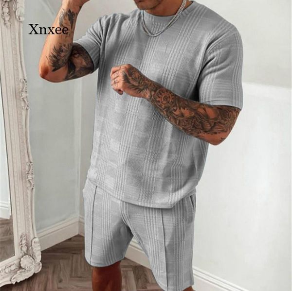 men's tracksuits 2021 summer casual short-sleeved shirt solid color shorts 2-piece set of cotton fabric sportswear slim fit, Gray
men's tracksuits 2021 summer casual short-sleeved shirt solid color shorts 2-piece set of cotton fabric sportswear slim fit, Gray