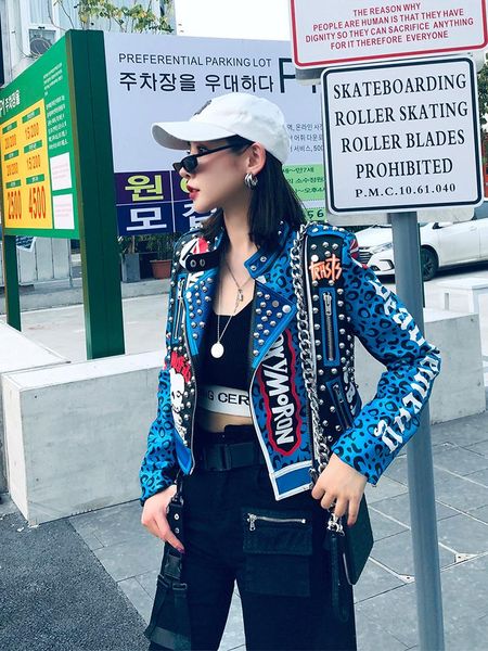 women's jackets european autumn letter graffiti printed rivet self-cultivation personality leopard print short pu leather jacket women, Black;brown
women's jackets european autumn letter graffiti printed rivet self-cultivation personality leopard print short pu leather jacket women, Black;brown