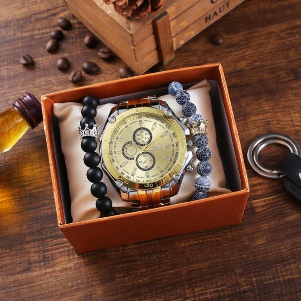 wristwatches men's watch bracelet set fashion creative non-three eyes steel band quartz + luxury business male watches, Slivery;brown
wristwatches men's watch bracelet set fashion creative non-three eyes steel band quartz + luxury business male watches, Slivery;brown