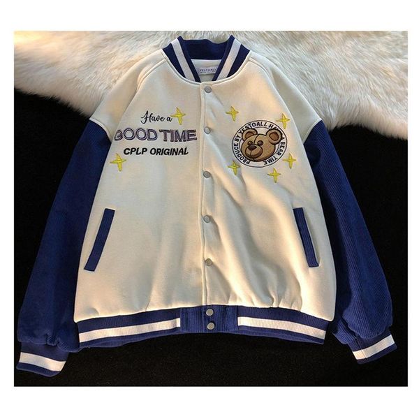 women's jackets jacket women 2021 autumn style american retro vintage stitching ins bear loose baseball uniform couple, Black;brown
women's jackets jacket women 2021 autumn style american retro vintage stitching ins bear loose baseball uniform couple, Black;brown