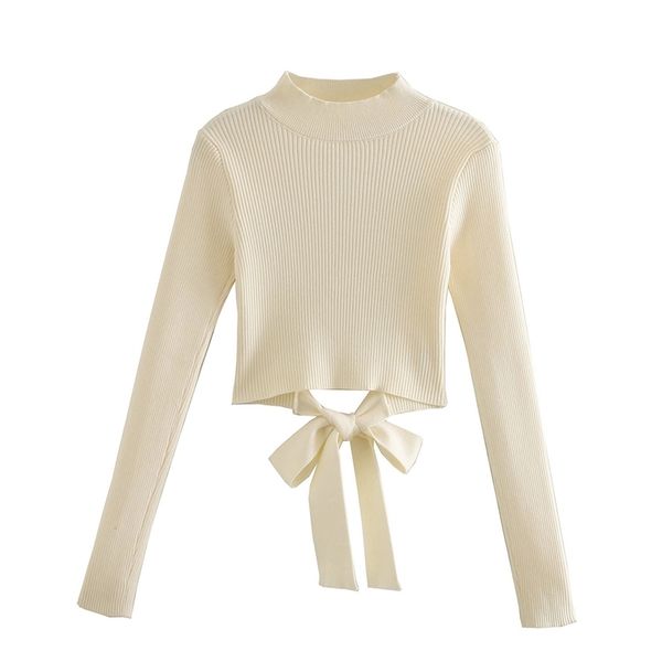 elegant women turtleneck sweaters fashion ladies beige knitted streetwear female chic backless bow pullovers 210430, White;black
elegant women turtleneck sweaters fashion ladies beige knitted streetwear female chic backless bow pullovers 210430, White;black