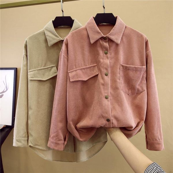 vintage corduroy blouse women's blouses solid turn-down collar loose button up pink shirt feminina blusa jackets, Black;brown
vintage corduroy blouse women's blouses solid turn-down collar loose button up pink shirt feminina blusa jackets, Black;brown