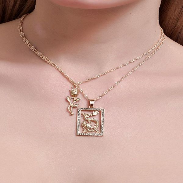 pendant necklaces alyxuy 2 pcs/set fashion square dragon rose flower personality shining crystal necklace elegant jewelry women girls gift, Silver
pendant necklaces alyxuy 2 pcs/set fashion square dragon rose flower personality shining crystal necklace elegant jewelry women girls gift, Silver