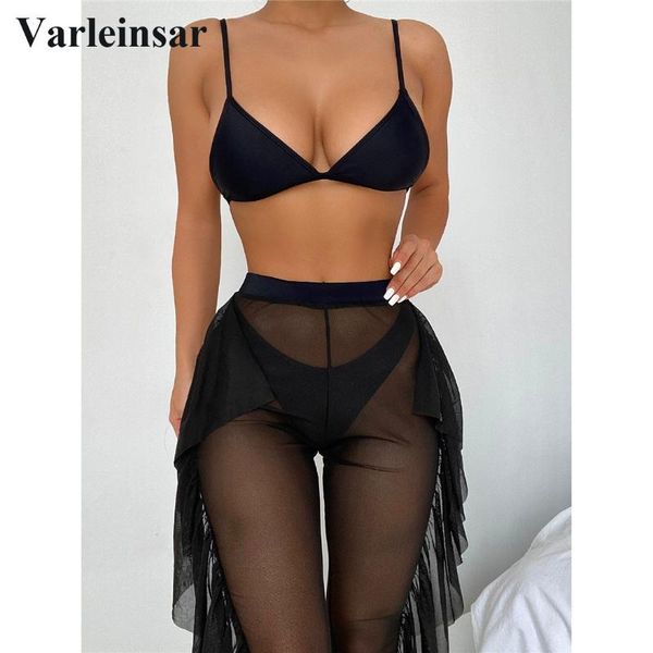 women's swimwear 3 pcs bikini female swimsuit women three-pieces set with ruffled beach pants bather bathing suit swim v3005, White;black
women's swimwear 3 pcs bikini female swimsuit women three-pieces set with ruffled beach pants bather bathing suit swim v3005, White;black