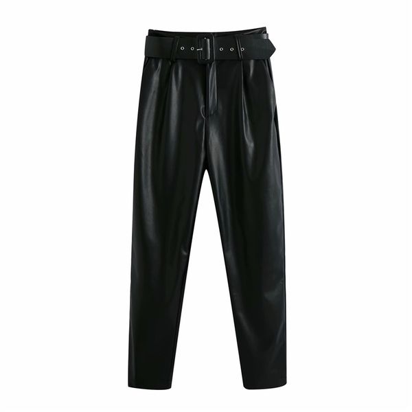 elegant women faux leather pants autumn ladies fashion straight trousers streetwear female stylish sashes long 210427, Black;white
elegant women faux leather pants autumn ladies fashion straight trousers streetwear female stylish sashes long 210427, Black;white