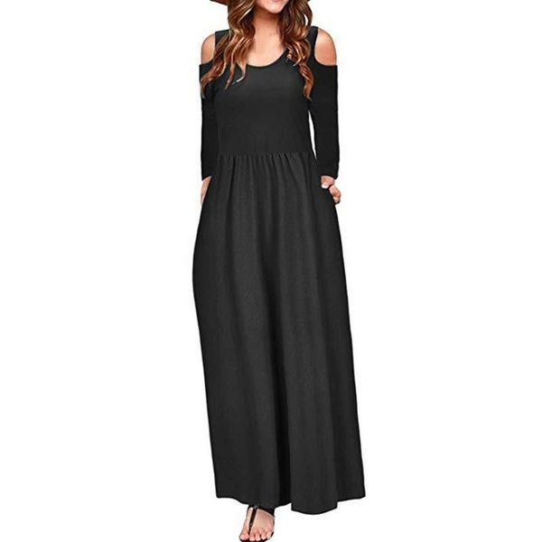 casual dresses womens loose beach dress fashion off shoulder solid long sleeves floor-length female vestidos mujer, Black;gray
casual dresses womens loose beach dress fashion off shoulder solid long sleeves floor-length female vestidos mujer, Black;gray