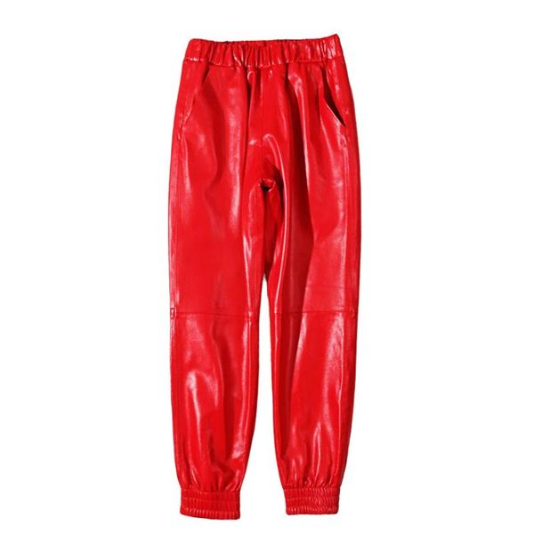 women's pants & capris genuine leather 2021 spring female sheepskin elastic waist harem red black camel wild casual, Black;white
women's pants & capris genuine leather 2021 spring female sheepskin elastic waist harem red black camel wild casual, Black;white