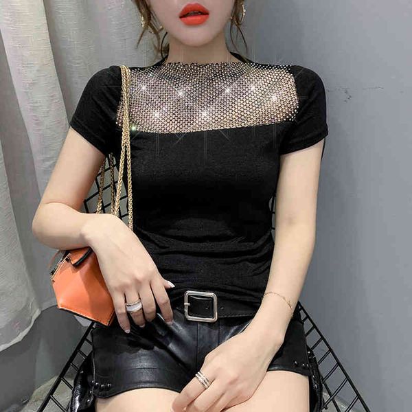 women's t-shirt summer european clothes t-shirt fashion o-neck shiny diamonds women ropa mujer short sleeve elastic tees, White
women's t-shirt summer european clothes t-shirt fashion o-neck shiny diamonds women ropa mujer short sleeve elastic tees, White