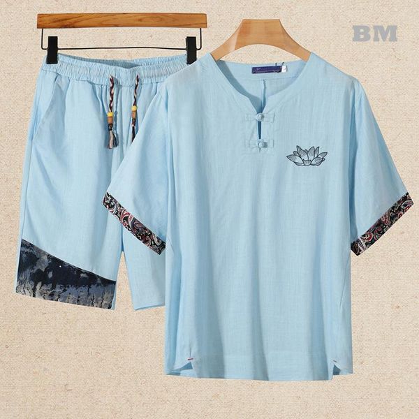 men's tracksuits 2021 chinese style linen suit summer thin plus size tang lotus embroidery t-shirt patchwork shorts men clothing, Gray
men's tracksuits 2021 chinese style linen suit summer thin plus size tang lotus embroidery t-shirt patchwork shorts men clothing, Gray