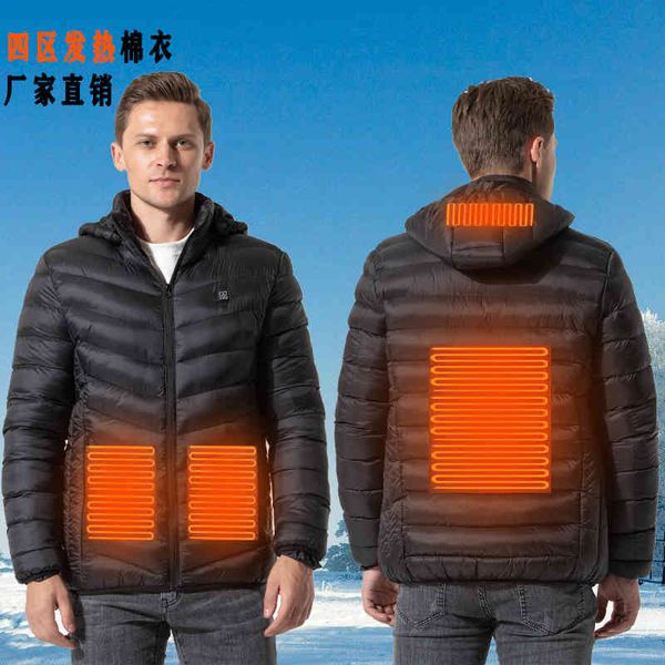 four zone intelligent constant temperature electric heating cotton padded cloth men's long sve large usb charging warm whole body, Black
four zone intelligent constant temperature electric heating cotton padded cloth men's long sve large usb charging warm whole body, Black