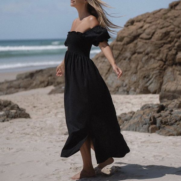 casual dresses 2021 summer black off shoulder midi puff sleeve split boho beach jho9, Black;gray
casual dresses 2021 summer black off shoulder midi puff sleeve split boho beach jho9, Black;gray