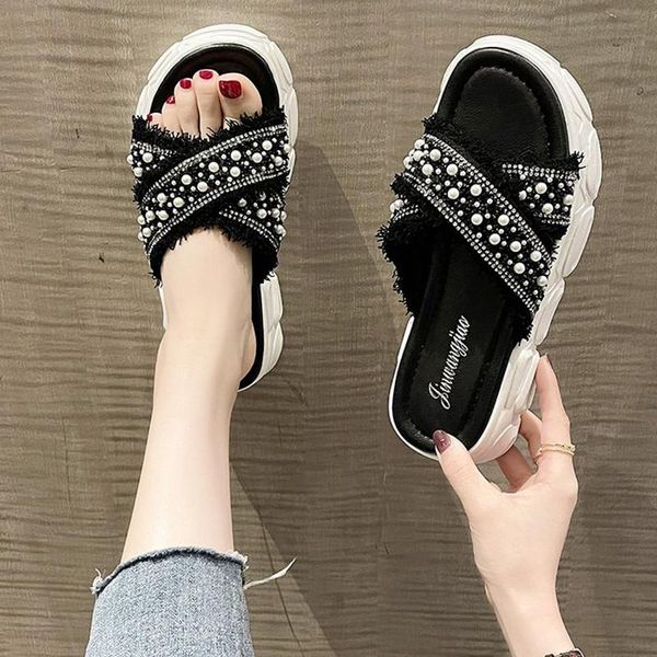 rimocy women korean pearl platform slippers bling crystal summer beach shoes woman soft tassel thick bottom sandals ladies 2021, Black
rimocy women korean pearl platform slippers bling crystal summer beach shoes woman soft tassel thick bottom sandals ladies 2021, Black