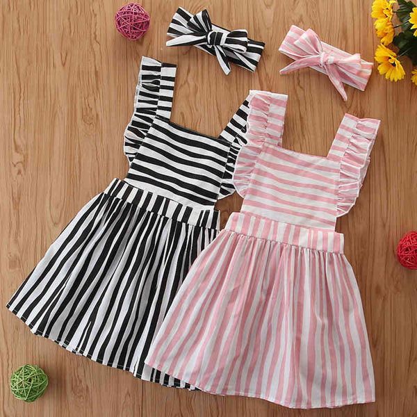 summer girl dress flying sleeve stripe print casual backless fashion children's + headband 210515, Red;yellow
summer girl dress flying sleeve stripe print casual backless fashion children's + headband 210515, Red;yellow