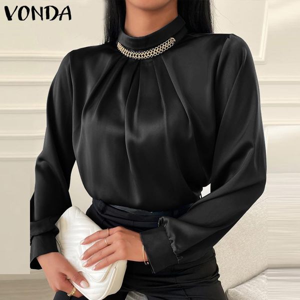 women's blouses & shirts spring mock neck pleated vonda 2021 casual solid blouse women long sleeve bohemian blusas femininas streetwea, White
women's blouses & shirts spring mock neck pleated vonda 2021 casual solid blouse women long sleeve bohemian blusas femininas streetwea, White