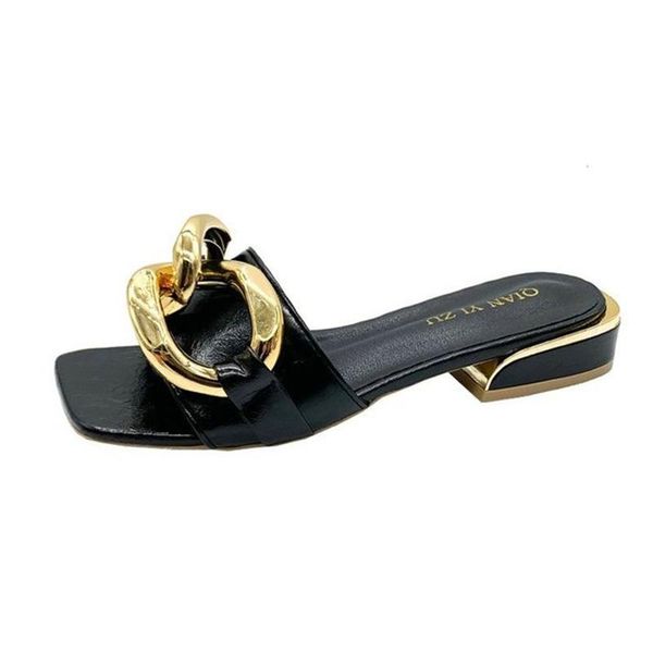 slippers women's shoes 2021 summer fashion outer wear korean personality chain thick heel low flat flip flops, Black
slippers women's shoes 2021 summer fashion outer wear korean personality chain thick heel low flat flip flops, Black