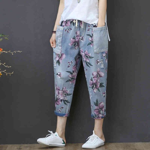 women's jeans vintage capris woman summer high waist calf-length denim pants floral print capri for women jean femme lau8, Blue
women's jeans vintage capris woman summer high waist calf-length denim pants floral print capri for women jean femme lau8, Blue