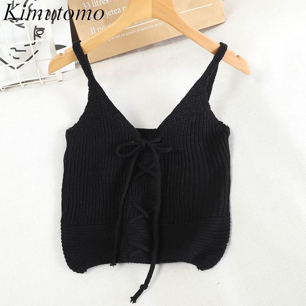 kimutomo casual women knitted lace up camis spring autumn hong kong style female solid sleeveless all-matching outwear 210521, White
kimutomo casual women knitted lace up camis spring autumn hong kong style female solid sleeveless all-matching outwear 210521, White