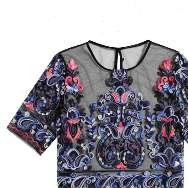 black mesh embroidery women shirt crop short sleeve transparent o neck vintage womens and blouses l2, White
black mesh embroidery women shirt crop short sleeve transparent o neck vintage womens and blouses l2, White