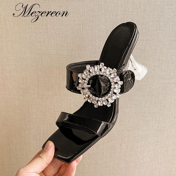 dress shoes buckle rhinestones slip on sandals high heel square toe women summer transparent sandal woman, Black
dress shoes buckle rhinestones slip on sandals high heel square toe women summer transparent sandal woman, Black