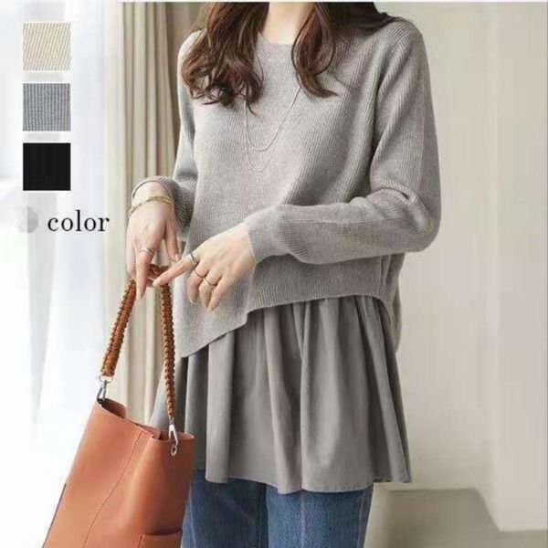 and style blouse autumn winter asymmetric sweater stitched coats, White;black
and style blouse autumn winter asymmetric sweater stitched coats, White;black