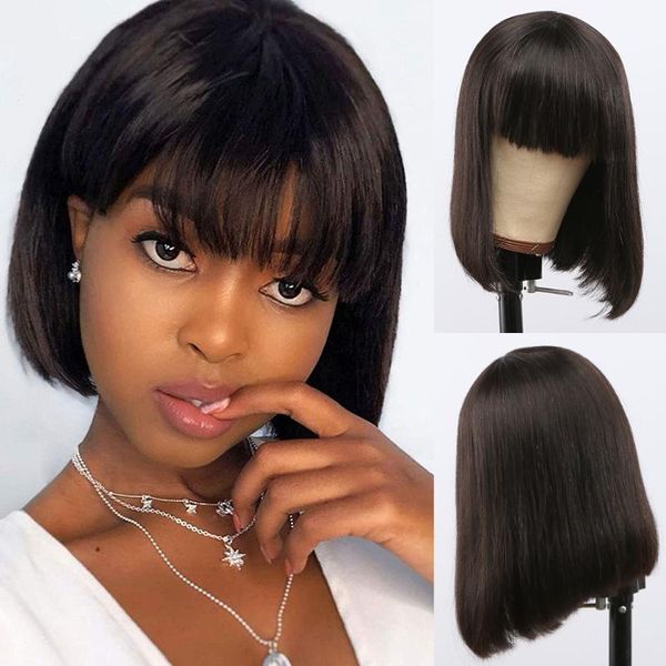 lace wigs short bob wig with bangs straight brazilian hair for women human glueless full machine made, Black;brown
lace wigs short bob wig with bangs straight brazilian hair for women human glueless full machine made, Black;brown