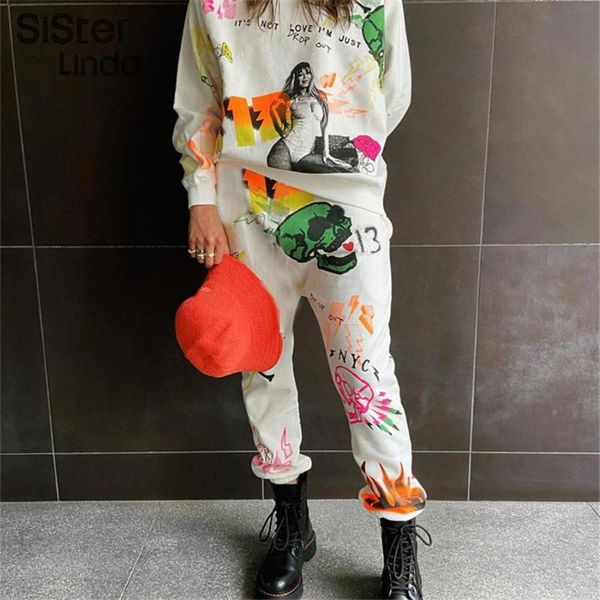 Women's Two Piece Pants Sisterlinda Autumn Graffiti Print Casual Women Two-Piece Set Loose Hoodies Sweatshirt+Trousers Activewear Female Spo, White
Women's Two Piece Pants Sisterlinda Autumn Graffiti Print Casual Women Two-Piece Set Loose Hoodies Sweatshirt+Trousers Activewear Female Spo, White