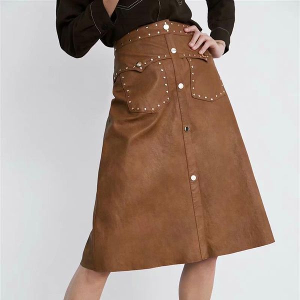 skirts 2021 office lady a-line faux leather knee-length rivet women high waist vintage motorcycle biker pu zipper cool skirt, Black
skirts 2021 office lady a-line faux leather knee-length rivet women high waist vintage motorcycle biker pu zipper cool skirt, Black