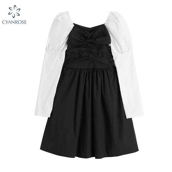 summer mini party dress women puff sleeve patchwork dresses korean style elegant vintage robe vestidos de festa lady dress 210417, Black;gray
summer mini party dress women puff sleeve patchwork dresses korean style elegant vintage robe vestidos de festa lady dress 210417, Black;gray