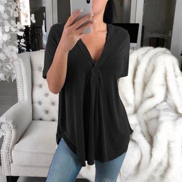 women's t-shirt summer v neck t-shirts casual short sleeve plus blouse baggy tunic nyz shop, White
women's t-shirt summer v neck t-shirts casual short sleeve plus blouse baggy tunic nyz shop, White