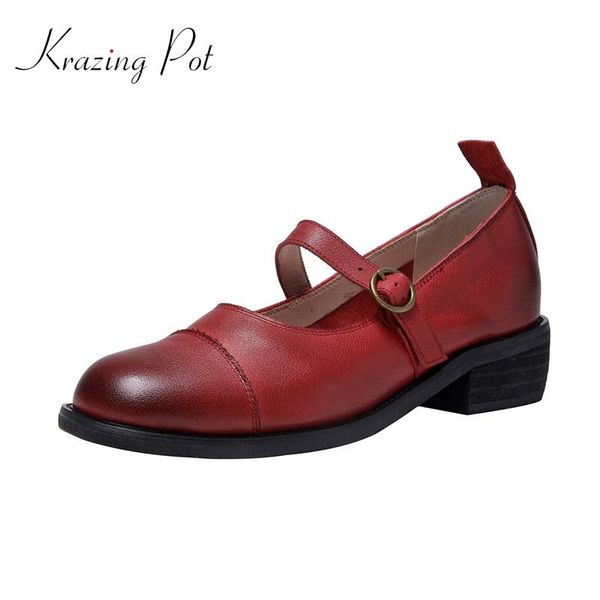 dress shoes krazing pot preppy style real leather leisure energy round toe thick med heel buckle strap cozy maiden women pumps l60, Black
dress shoes krazing pot preppy style real leather leisure energy round toe thick med heel buckle strap cozy maiden women pumps l60, Black