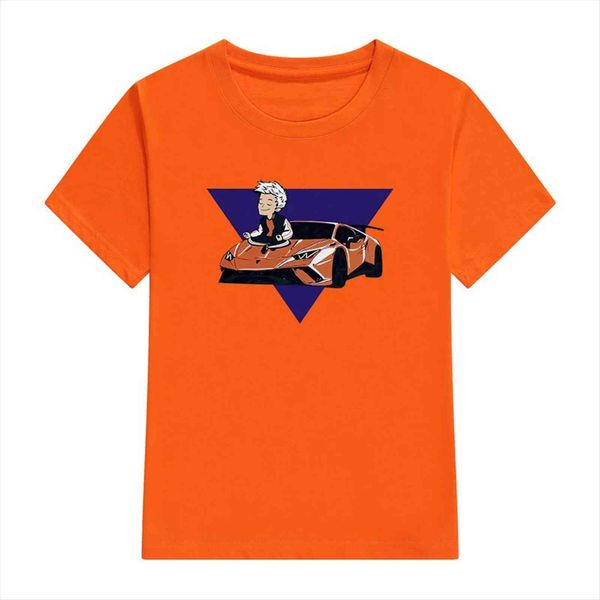 childrens 100% cotton t shirts merch a4 lamba print casual family clothing set boys girls fashion, Blue