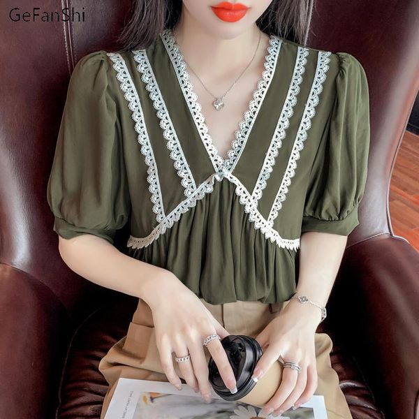women's blouses & shirts 2021 summer women fashion v-neck lace chiffon short sleeve elegant female clothing casual formal blouse, White
women's blouses & shirts 2021 summer women fashion v-neck lace chiffon short sleeve elegant female clothing casual formal blouse, White