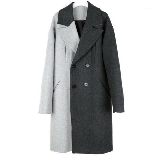 women's wool & blends 2021 autumn and winter jacket female left right color matching large lapel mid length double breasted woolen coat, Black
women's wool & blends 2021 autumn and winter jacket female left right color matching large lapel mid length double breasted woolen coat, Black