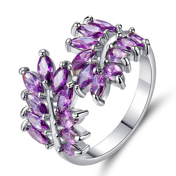 cluster rings purple color crystals leaf shape cz cubic zirconia finger ring for women females wedding party jewelry accessory bijoux, Golden;silver
cluster rings purple color crystals leaf shape cz cubic zirconia finger ring for women females wedding party jewelry accessory bijoux, Golden;silver