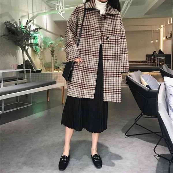 women's suits & blazers mixture of vintage single plaid wool breasted tweed long women's loose coat quilted korean jacket autumn y, White;black
women's suits & blazers mixture of vintage single plaid wool breasted tweed long women's loose coat quilted korean jacket autumn y, White;black