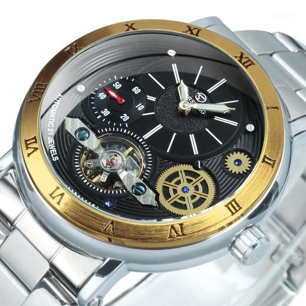 classic gold wrist watch men automatic mechanical mens watches steel strap tourbillon glow clocks wristwatches, Slivery;brown
classic gold wrist watch men automatic mechanical mens watches steel strap tourbillon glow clocks wristwatches, Slivery;brown
