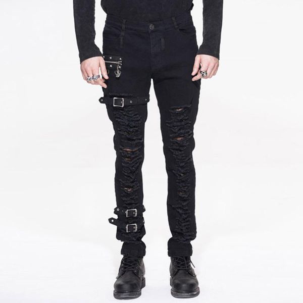 men's pants devil fashion man steampunk winter casual punk personality slim fit hole pencil long trousers, Black
men's pants devil fashion man steampunk winter casual punk personality slim fit hole pencil long trousers, Black