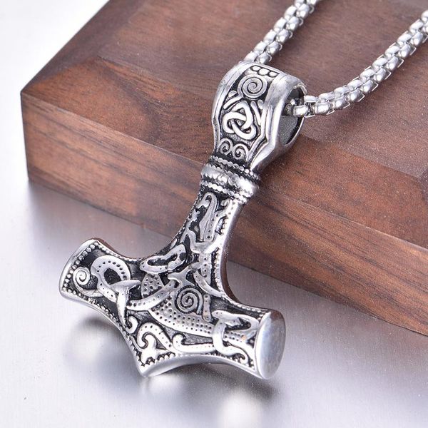 chains men's necklaces vintage viking hammer pendant necklace personality male stainless steel jewelry, Silver
chains men's necklaces vintage viking hammer pendant necklace personality male stainless steel jewelry, Silver