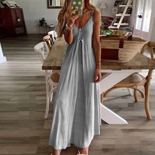 casual dresses women maxi dress summer sleeveless v-neck loose elegant ladies backless camisole big swing robe #p1, Black;gray
casual dresses women maxi dress summer sleeveless v-neck loose elegant ladies backless camisole big swing robe #p1, Black;gray