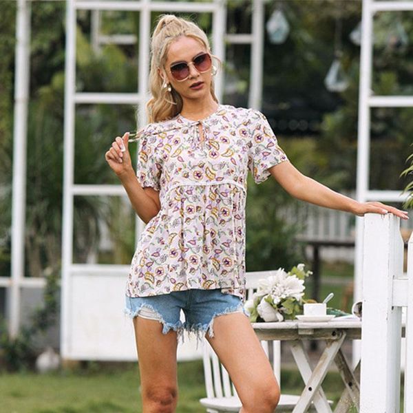 women's blouses & shirts 2021 summer womne's o neck short sleeve lace up floral printed for ladies oversize casual all match cott, White
women's blouses & shirts 2021 summer womne's o neck short sleeve lace up floral printed for ladies oversize casual all match cott, White