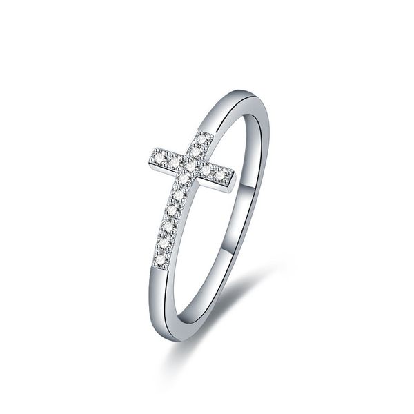 ring live broadcast cross platinum plated for women fashion simple diamond jewelry, Silver
ring live broadcast cross platinum plated for women fashion simple diamond jewelry, Silver